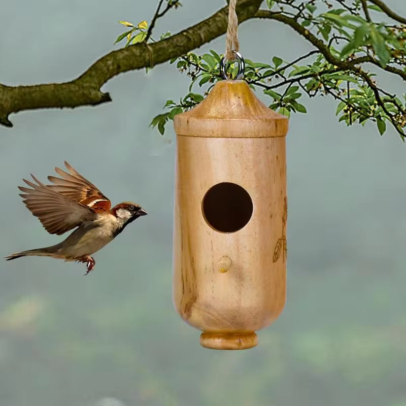 Wooden Hummingbird House Wild Bird Tree Hanging Feeder for Outdoor Garden Yard Decoration Swallow Sparrow Nesting Supplies