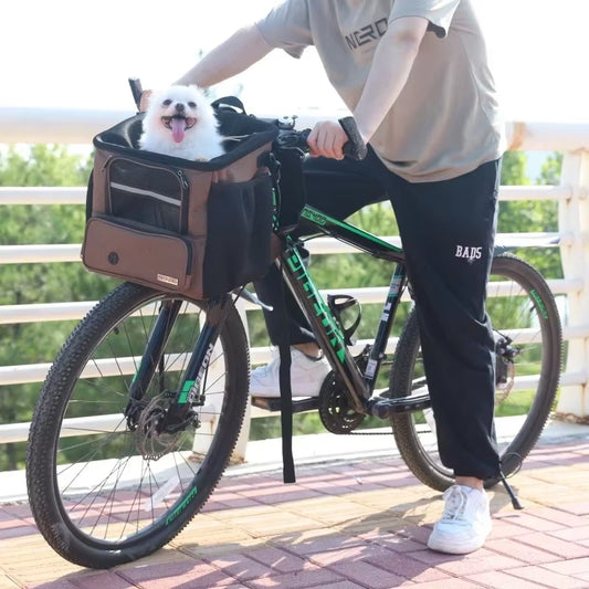 Bicycle Front Basket, Bicycle Pet Dog Carrying Bag, Removable Bicycle Suspension Folding Duffel Bag, 15 Lbs Weight Capacity