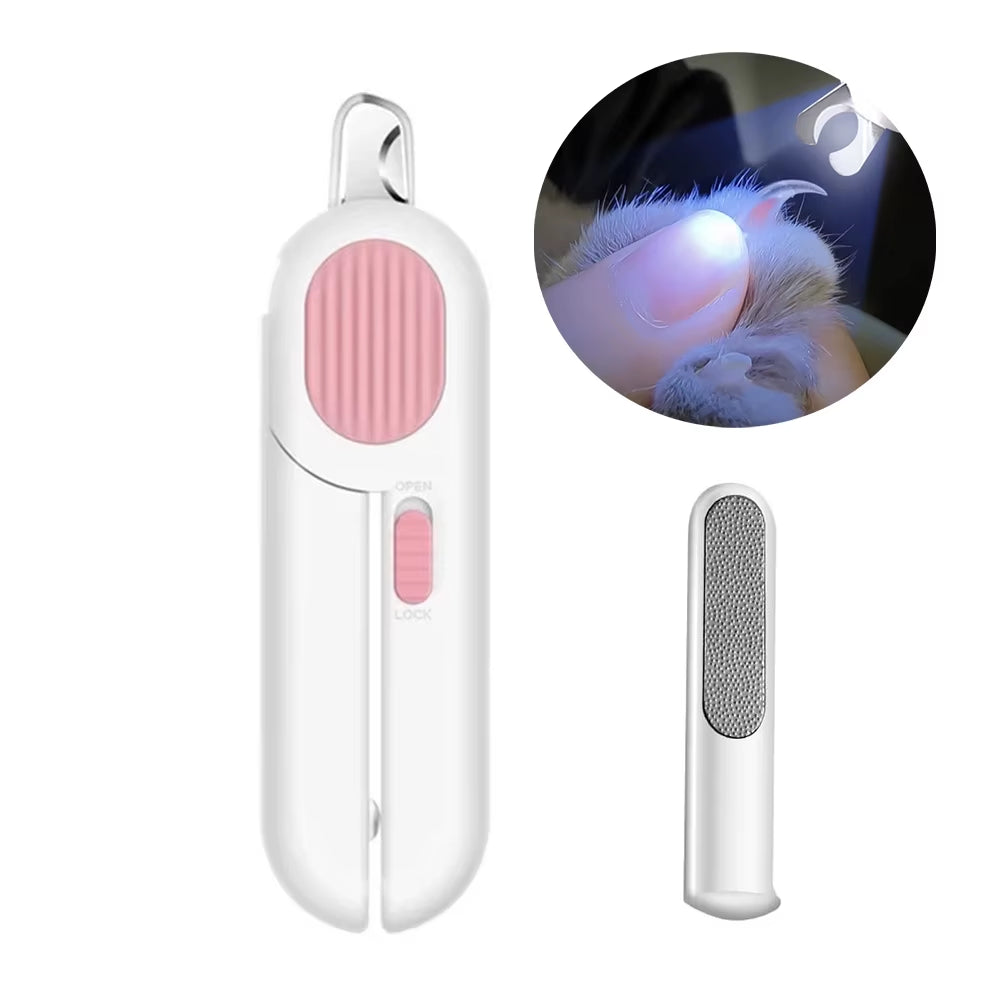 Cat Dog Nail Clippers Trimmer Pet Nail Clippers with LED Light and Nail File Professional Grooming Tools Kit for Pet Claw Care