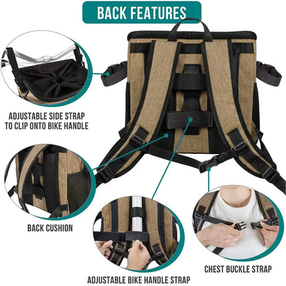 Bicycle Front Basket, Bicycle Pet Dog Carrying Bag, Removable Bicycle Suspension Folding Duffel Bag, 15 Lbs Weight Capacity