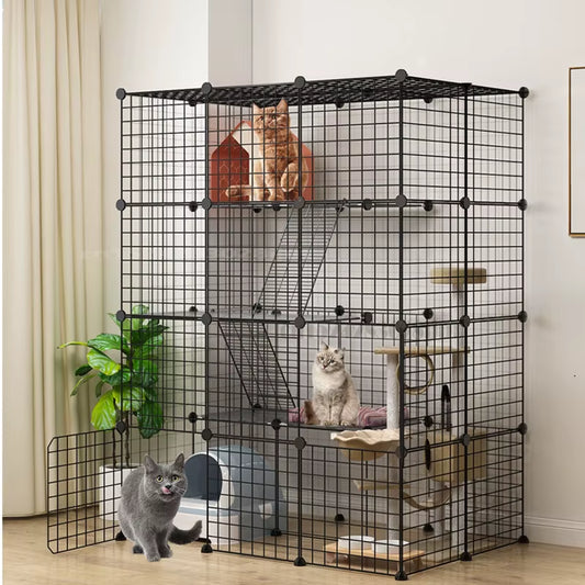 DIY Pet Cat Cage Large Indoor Large Indoor House Outdoor Large Cat House Villa Multi Door & Window Folding Detachable Large Hous