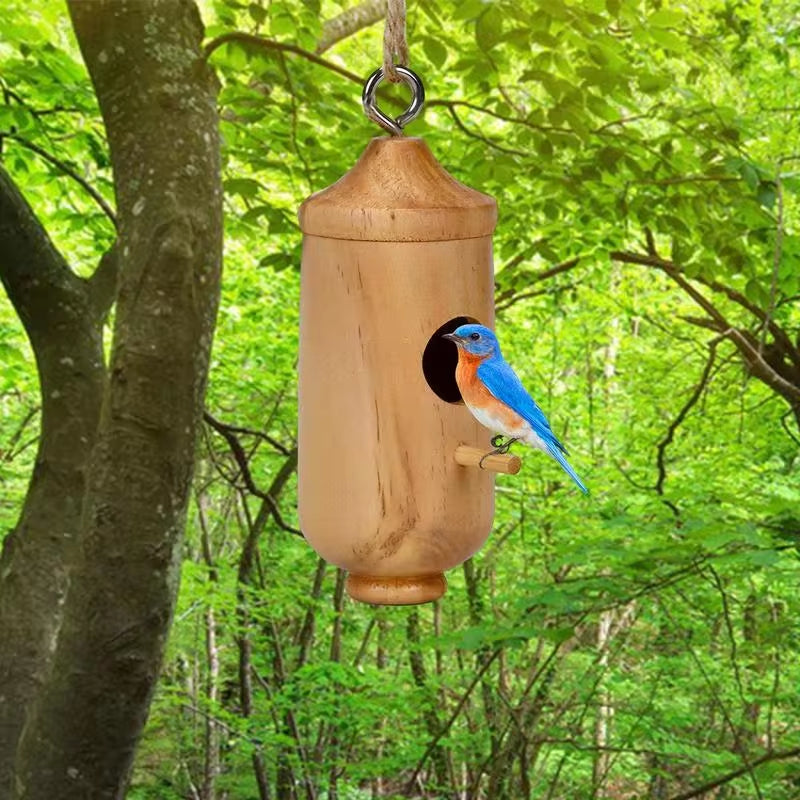 Wooden Hummingbird House Wild Bird Tree Hanging Feeder for Outdoor Garden Yard Decoration Swallow Sparrow Nesting Supplies