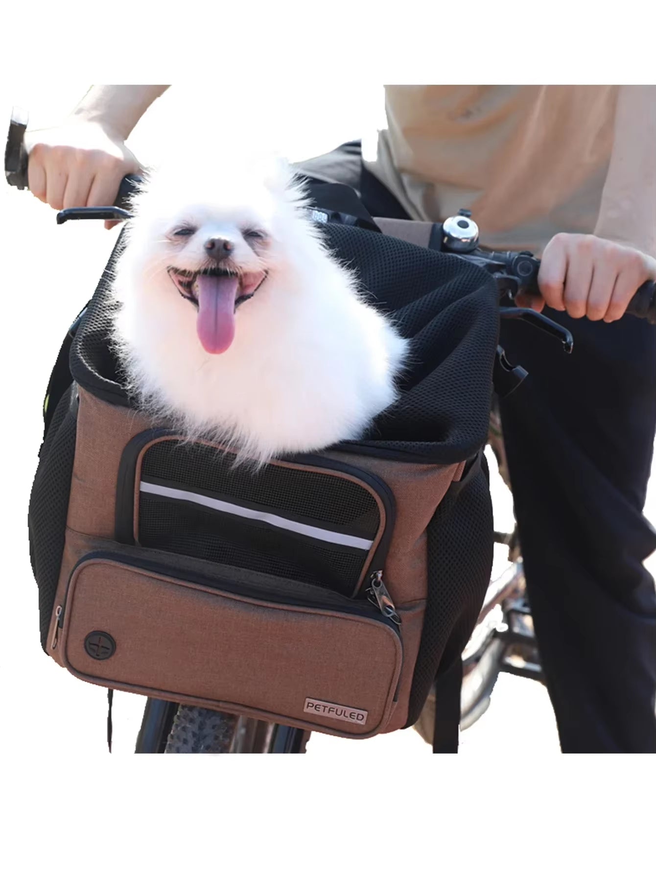 Bicycle Front Basket, Bicycle Pet Dog Carrying Bag, Removable Bicycle Suspension Folding Duffel Bag, 15 Lbs Weight Capacity