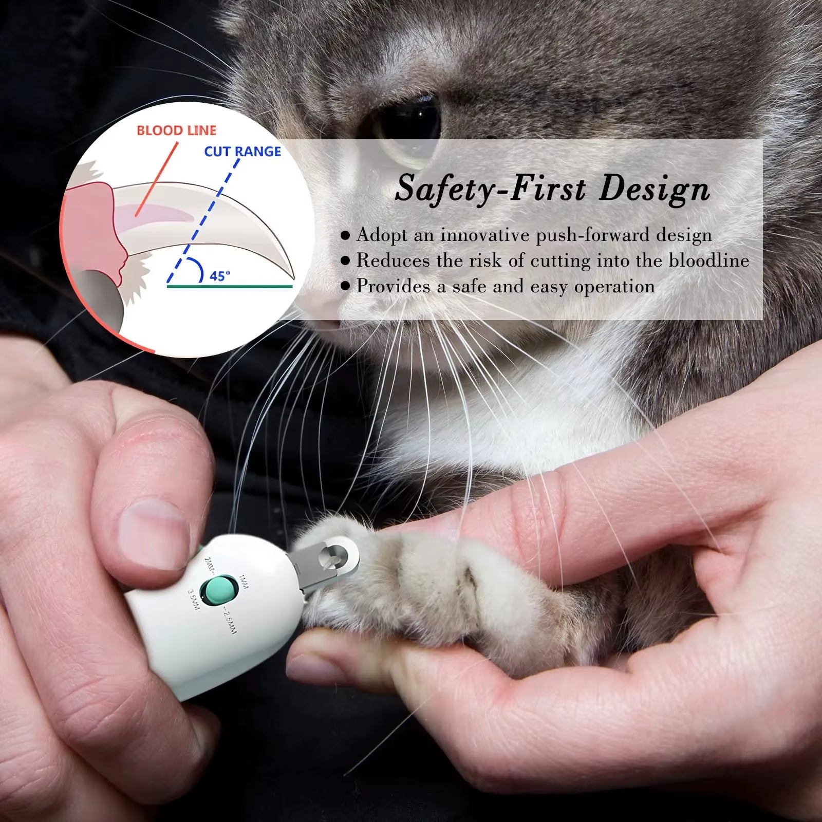 Cat Dog Nail Clippers Trimmer Pet Nail Clippers with LED Light and Nail File Professional Grooming Tools Kit for Pet Claw Care