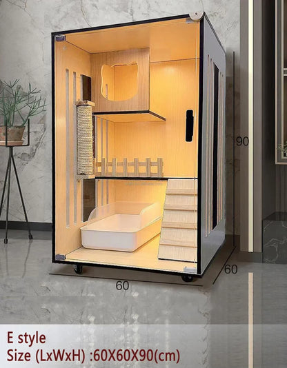 Solid Wood Cat Cage Hemp Rope Column Big Cabinet Kitten Nest Indoor House Display Three-Layer Villa Large Capacity