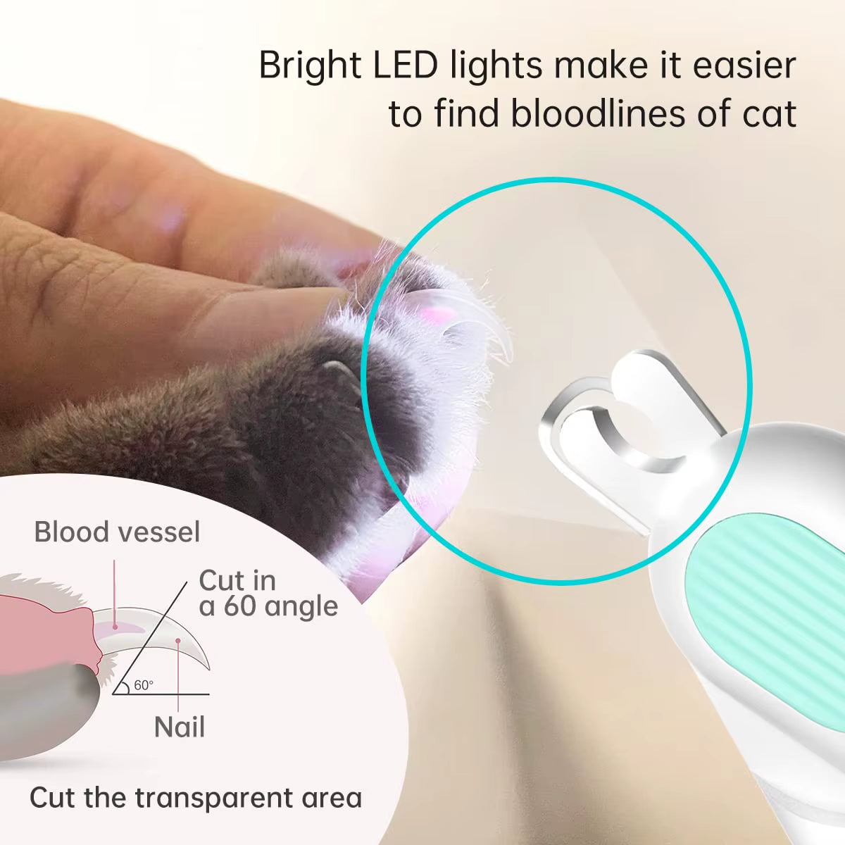 Cat Dog Nail Clippers Trimmer Pet Nail Clippers with LED Light and Nail File Professional Grooming Tools Kit for Pet Claw Care