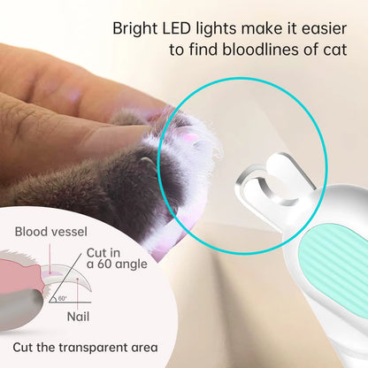 Cat Dog Nail Clippers Trimmer Pet Nail Clippers with LED Light and Nail File Professional Grooming Tools Kit for Pet Claw Care