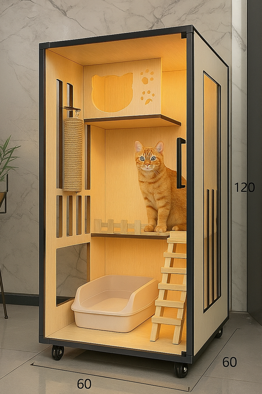 Solid Wood Cat Villa