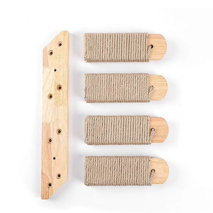 Wall-Mounted Cat Steps with Sisal Scratching Post