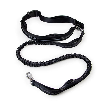 Multifunctional Dog Leash Hands Free Dog Running Leash with Zipper Pouch, Dual Handle, Elastic Pet Leash Retractable Rope