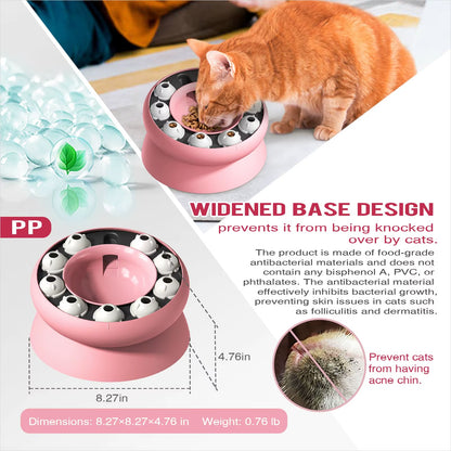 Cat Slow Feeder, Raised Cat Dog Food Bowls with Stand,Cat Puzzles Feeder Rotating Slow Feeder,Non-Slip Food Bowls Slow Eating