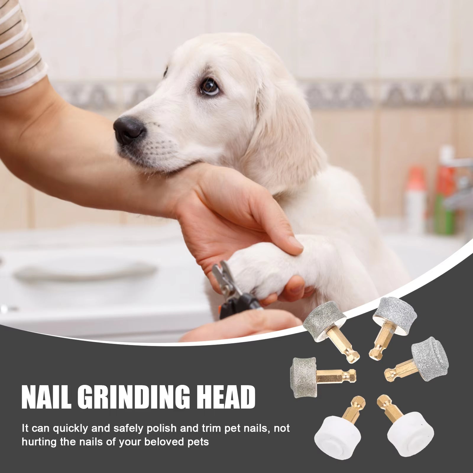 6 Pcs Electric Nail Grinder Pet Grooming Tool Dog Nail Trimmers Pet Products Pet Nail Grinding Head Dog Accessories Cat Supplies