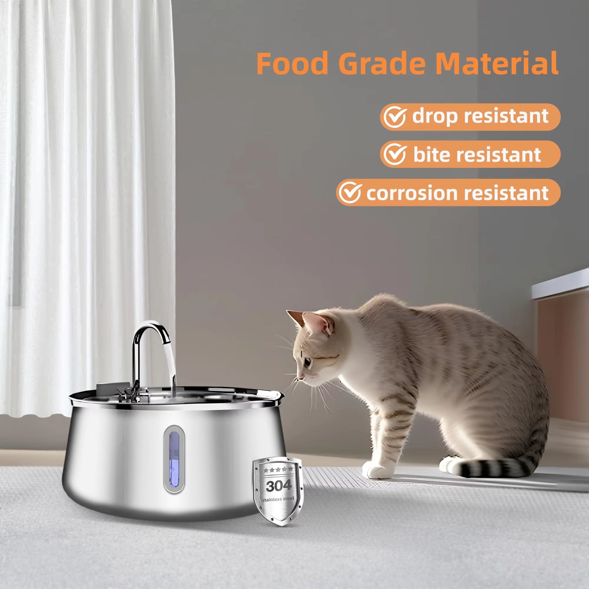 4L Stainless Dog Automatic Water Fountain Pet Water Fountain Multi-Filter Cat Fountain Small and Medium Dog Water Feeder
