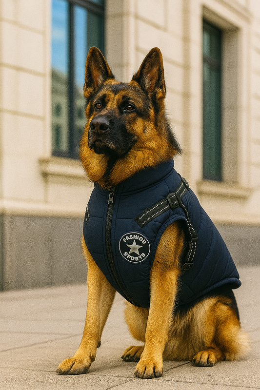 Large Dog Winter Jacket with Built-in Harness