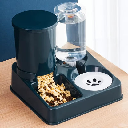 Automatic Cat Feeder Water Dispenser Set 2 in 1 Tilted Automatic Pet Food and Water Feeder Gravity Food Feeder and Waterer