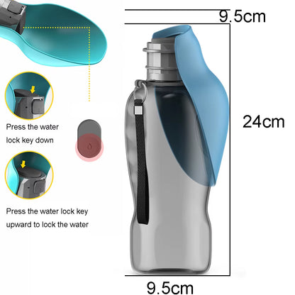 800Ml Large Dog Water Bottle Outdoor Walking Hiking Leakproof Portable Drinking Bowl for Small Medium Big Dogs Cats Pet Supplies