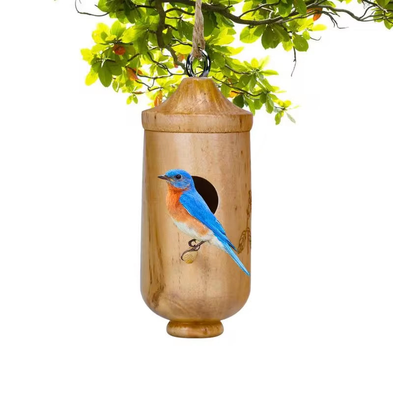 Wooden Hummingbird House Wild Bird Tree Hanging Feeder for Outdoor Garden Yard Decoration Swallow Sparrow Nesting Supplies