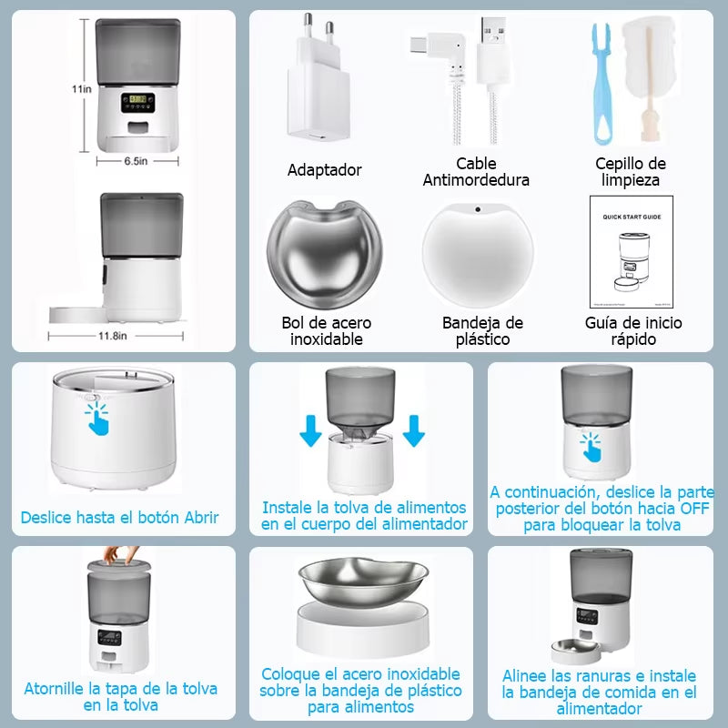 Automatic Pet Feeder 4L Automatic Cat Food Dispenser Smart Control Bug and Snag Resistant Cat Dog Timer Feeder