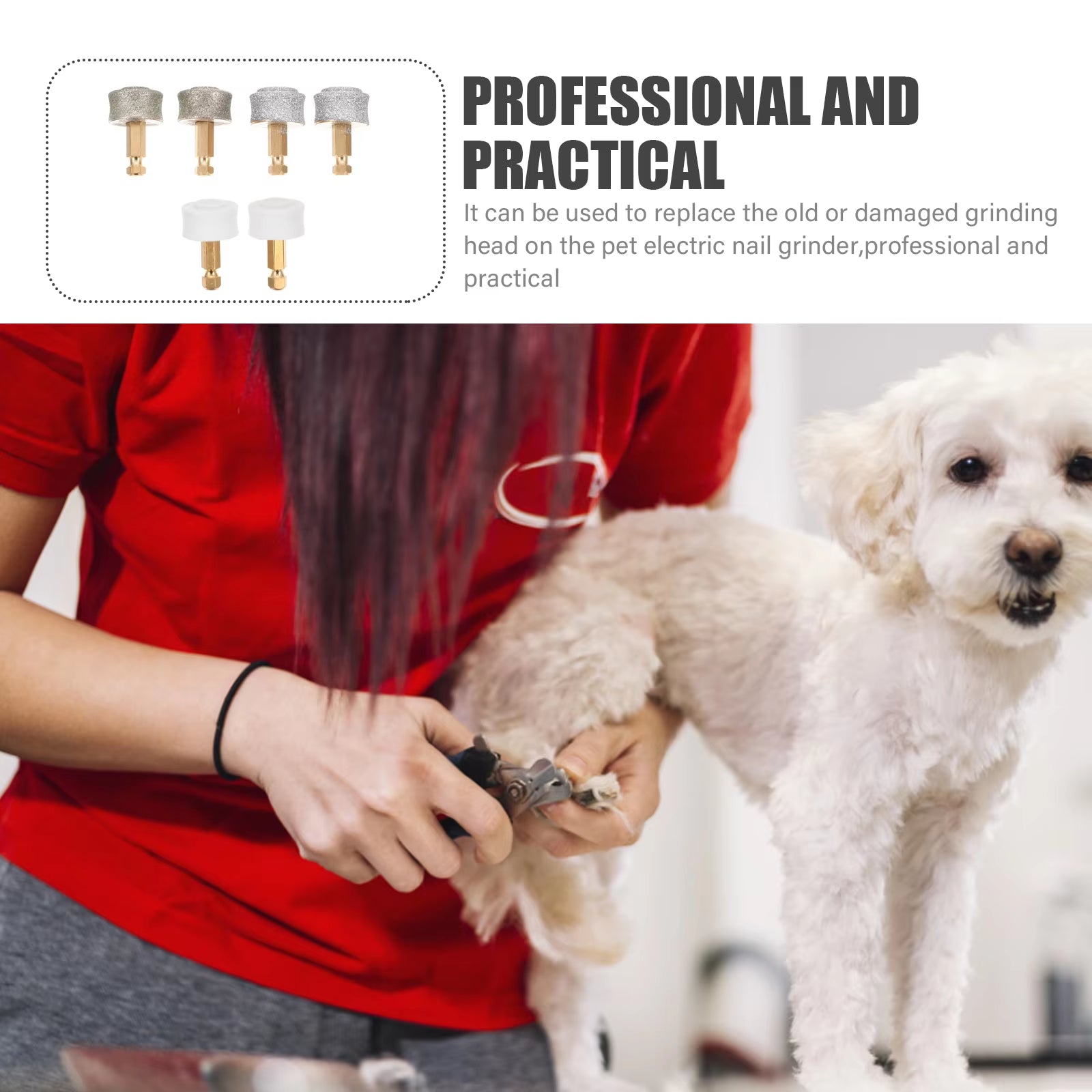 6 Pcs Electric Nail Grinder Pet Grooming Tool Dog Nail Trimmers Pet Products Pet Nail Grinding Head Dog Accessories Cat Supplies