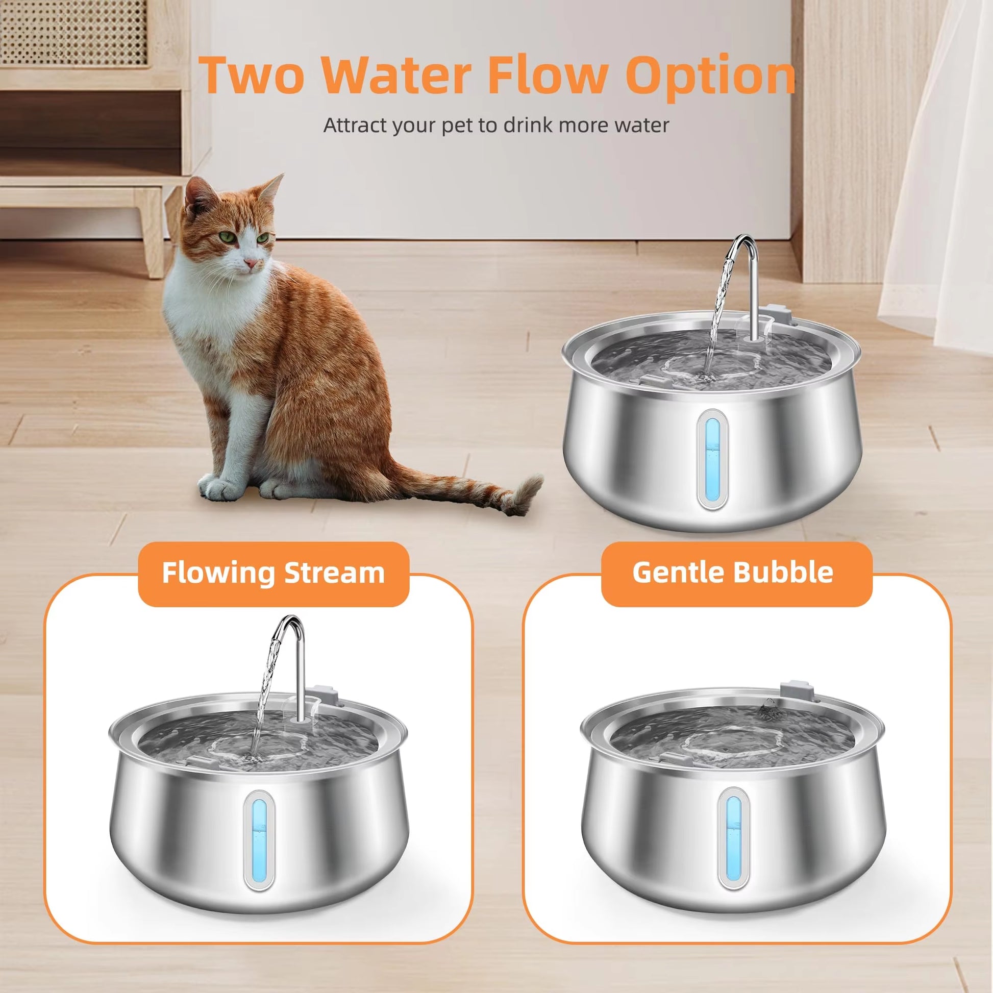 4L Stainless Dog Automatic Water Fountain Pet Water Fountain Multi-Filter Cat Fountain Small and Medium Dog Water Feeder
